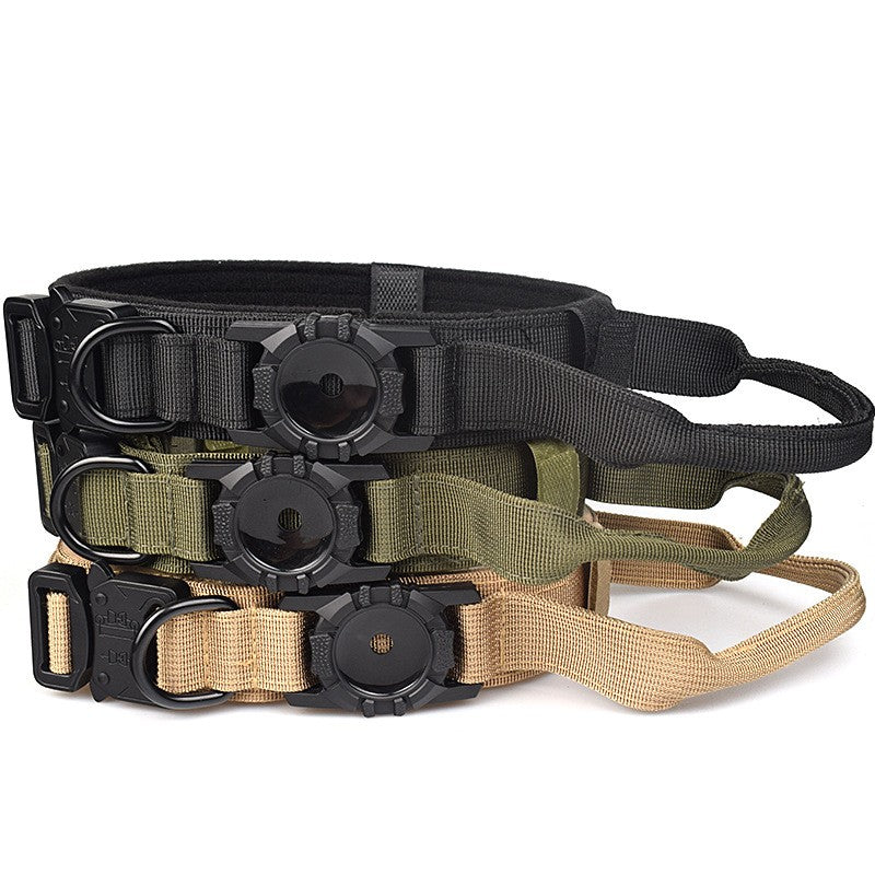 Linha Tática AirSecure – Coleira de Nylon com Suporte AirTag para Cães