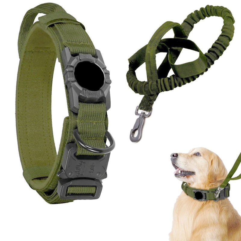 Linha Tática AirSecure – Coleira de Nylon com Suporte AirTag para Cães