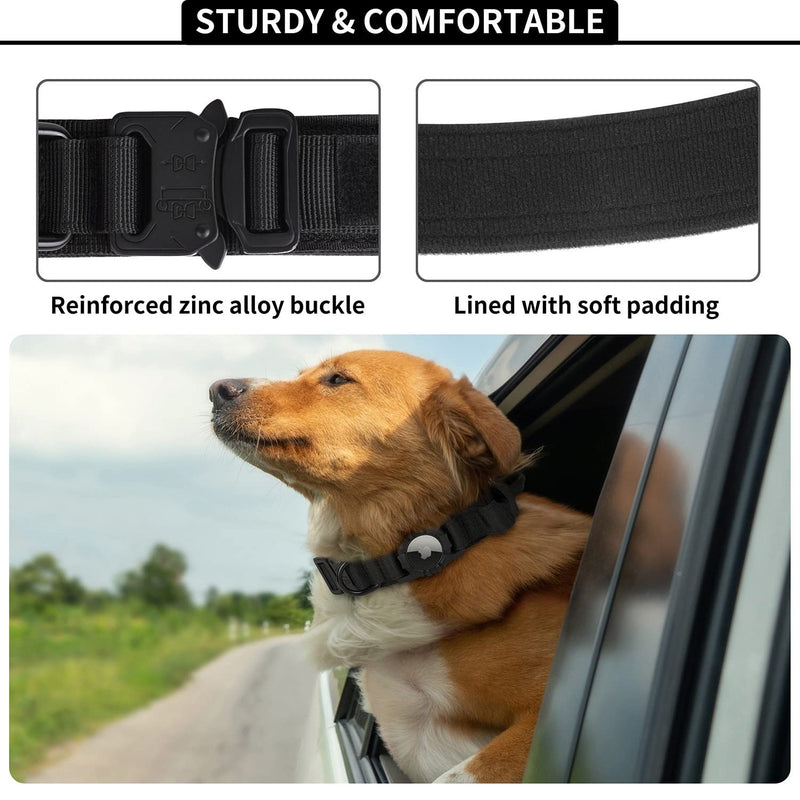 Linha Tática AirSecure – Coleira de Nylon com Suporte AirTag para Cães