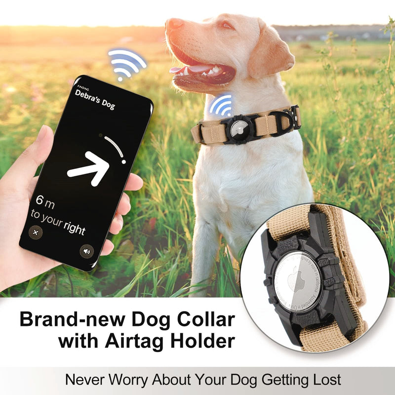 Linha Tática AirSecure – Coleira de Nylon com Suporte AirTag para Cães