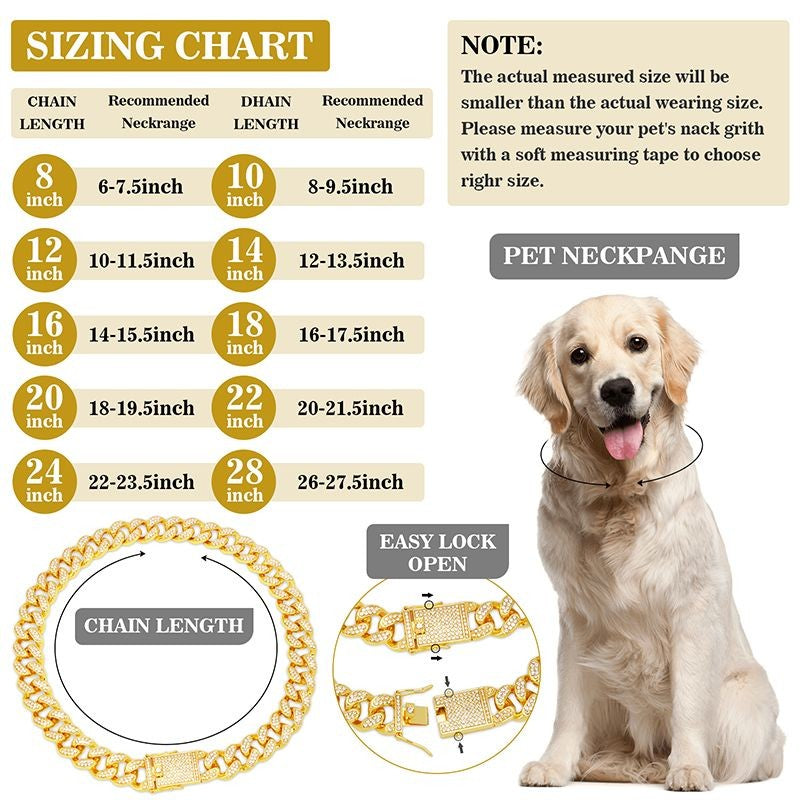 Diamond Pets – Coleira de Luxo com Elo para Cães e Gatos