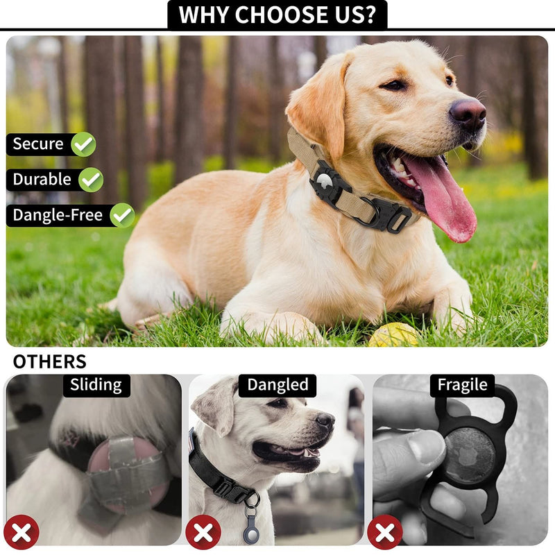 Linha Tática AirSecure – Coleira de Nylon com Suporte AirTag para Cães