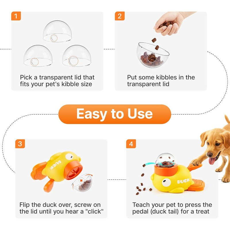 FunFeeder – Alimentador Interativo em Forma de Pato para Cães e Gatos