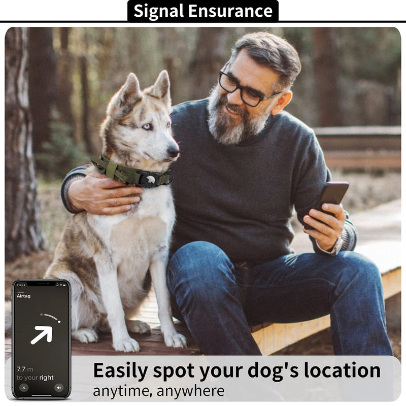 Linha Tática AirSecure – Coleira de Nylon com Suporte AirTag para Cães