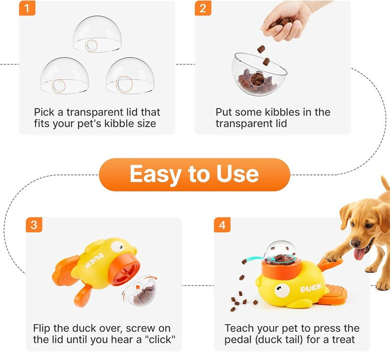 FunFeeder – Alimentador Interativo em Forma de Pato para Cães e Gatos