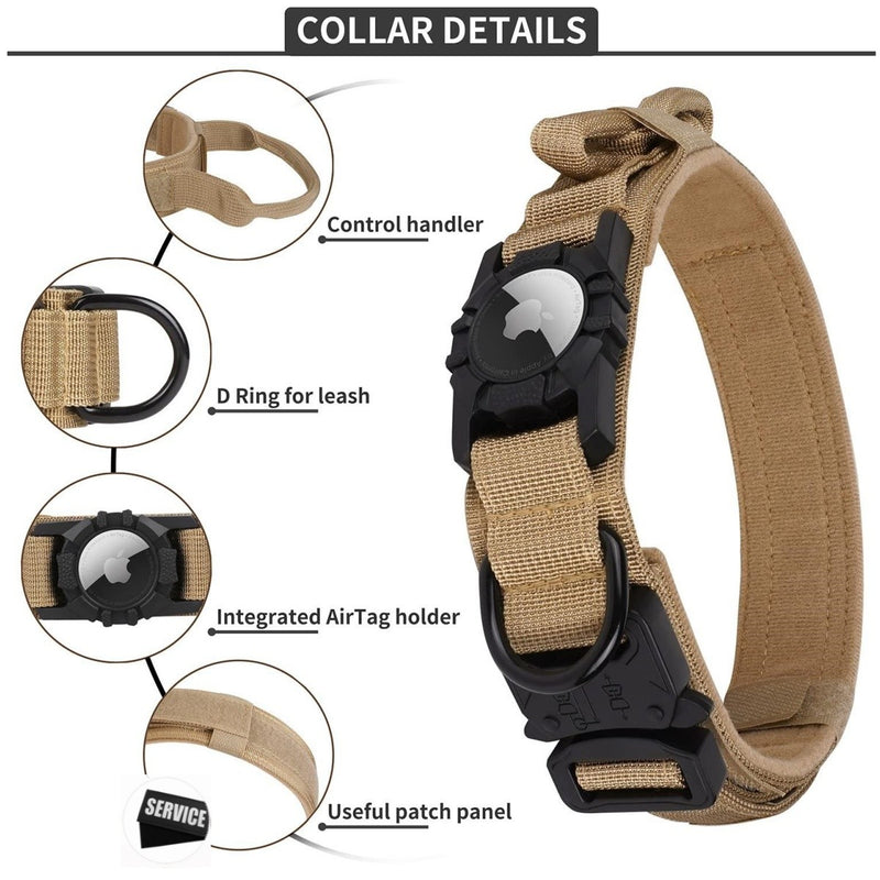 Linha Tática AirSecure – Coleira de Nylon com Suporte AirTag para Cães